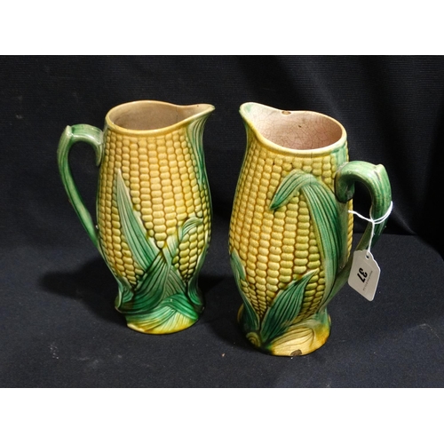 37 - Two Staffordshire Pottery Corn On The Cob Jugs (AF)