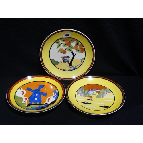 38 - Three Wedgwood Limited Edition Clarice Cliff Wall Plates