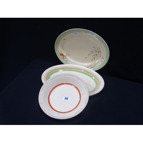 56 - Two Oval Clarice Cliff Pottery Platters Together With A Circular Bowl