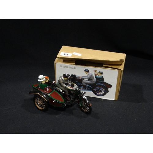 22 - A Reproduction Tin Plate Motorbike & Side Car