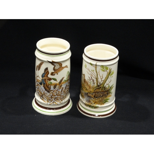 3 - Two Transfer Decorated Pottery Tankards