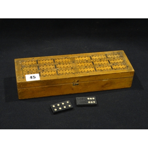 45 - An Antique Games Box Containing Dominoes