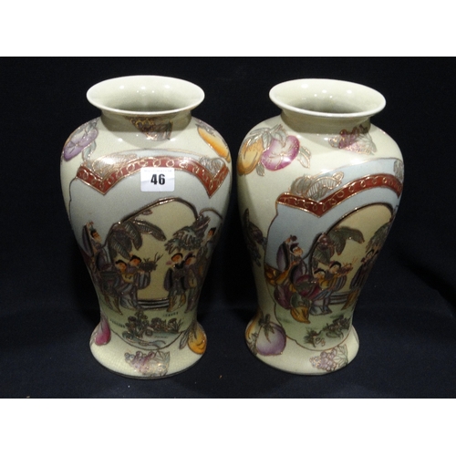 46 - A Pair Of Reproduction Oriental Vases, 12