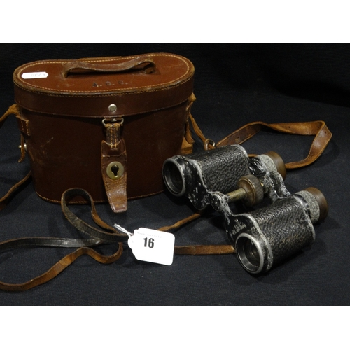 16 - A Cased Pair Of Vintage Binoculars