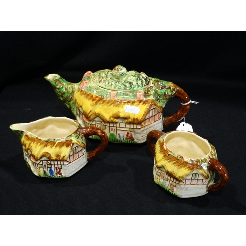 1 - A Cottage Ware Three Piece Tea Service