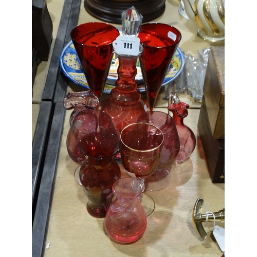 111 - A Collection Of Ruby Tinted Glassware