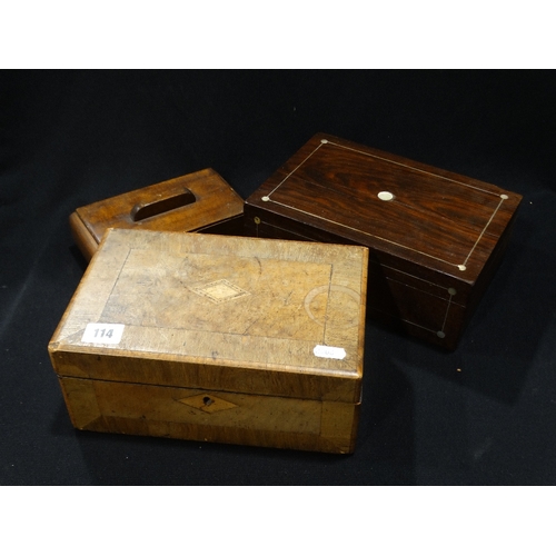 114 - Two Antique Sewing Boxes Etc (3)