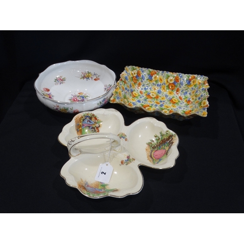 2 - A Chintz Ware Fruit Bowl, Together With Two Other Serving Dishes