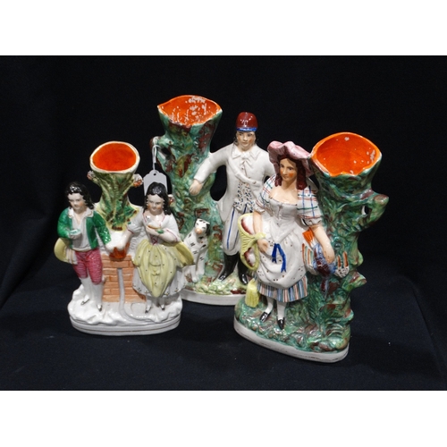 38 - Three Staffordshire Pottery Spill Holder Groups