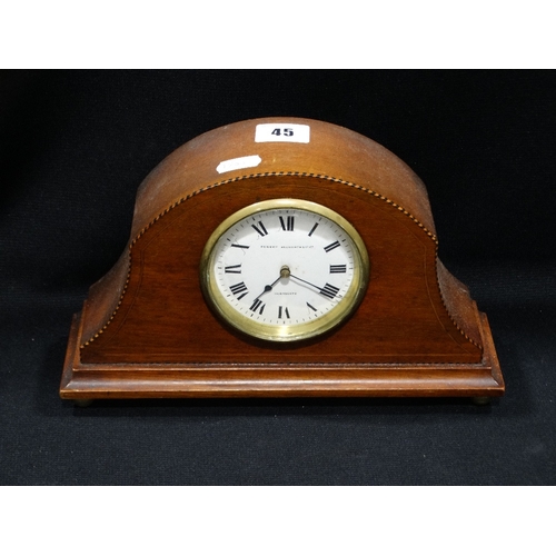 45 - A Mahogany Circular Dial Mantel Clock, Retailed By Robert Ashworth & Co Ltd, Harrogate