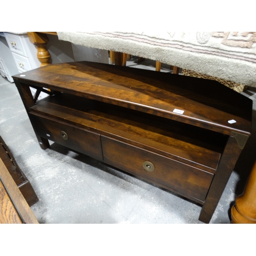 A Contemporary TV Stand With Two Base Drawers