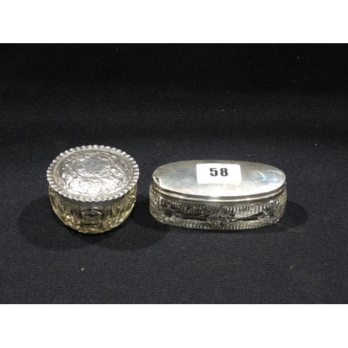 58 - Two Silver Topped Glass Dressing Table Jars