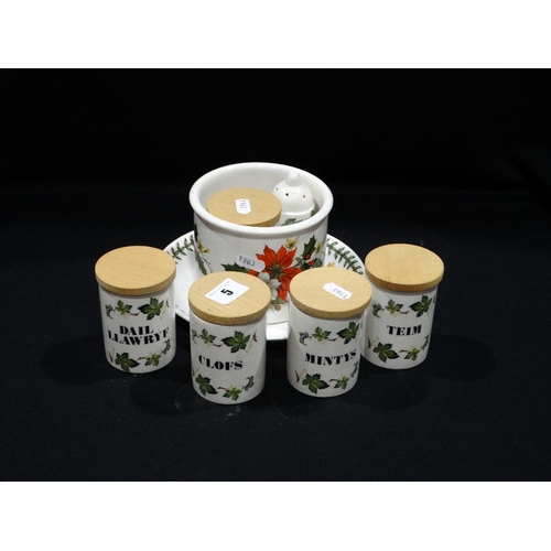 5 - Five Portmeirion Welsh Language Herb Jars, Together With Further Portmeirion Pottery