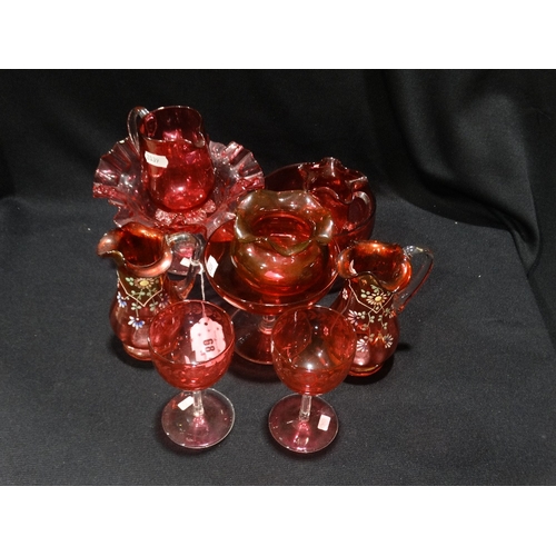 68 - A Group Of Antique Cranberry Glassware (10)