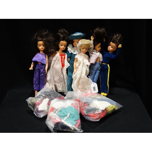 122 - Six Vintage Sindy Dolls, Together With Assorted Clothing