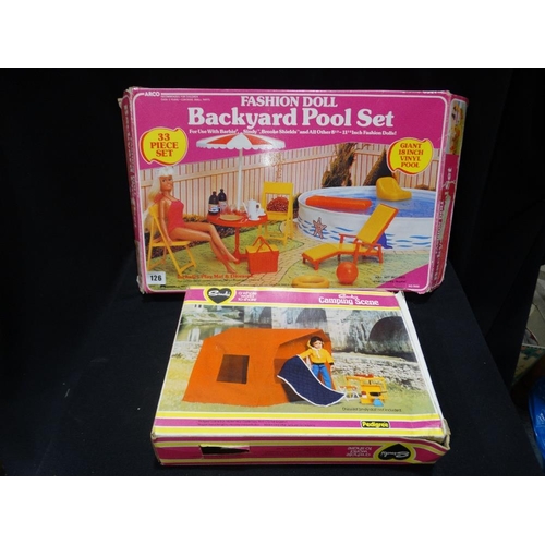 126 - Two Vintage Sindy Accessory Sets, Backyard Pool Set & Camping Scene