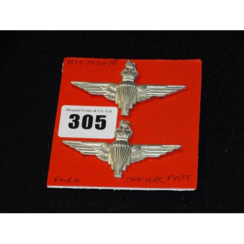 305 - Two Silver Parachute Regiment Cap Badges