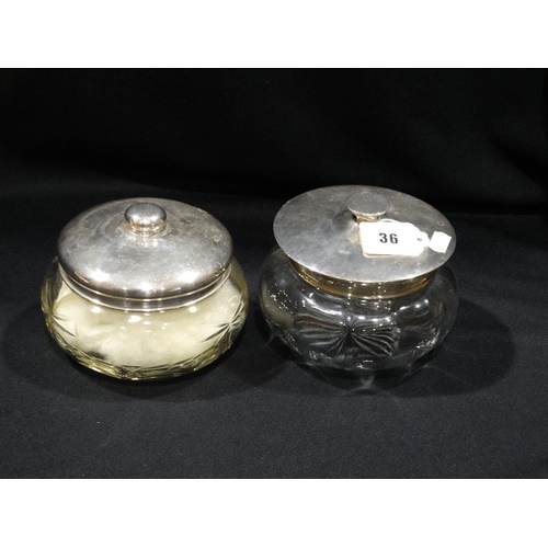 36 - Two Silver Topped Glass Dressing Table Bowls