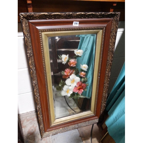 376 - An Edwardian Bevelled Wall Mirror With Still Life Study Of Flowers