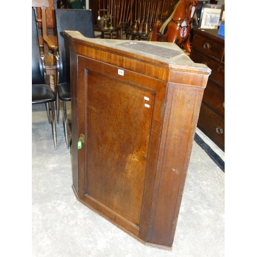 518 - An Antique Oak Single Door Hanging Corner Cupboard