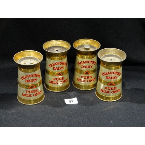 52 - A Group Of Four Tinplate Tri-Ang Toy Milk Churns