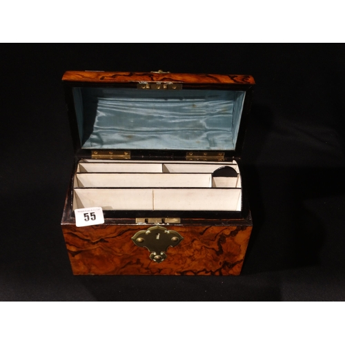 55 - A 19thc Brass Bound Stationery Box, The Interior With Removable Dividers, 8.5