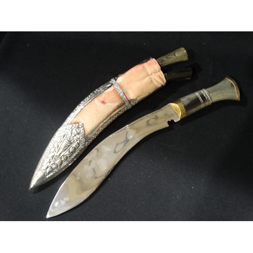 91 - A 2nd World War Period Military Police Presentation Kukri Knife, With White Metal (Possibly Silver) ... 