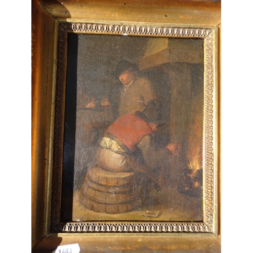 106 - Cornelis Pietersz Bega (1631-1664) A Pair Of Oil On Panel Studies Of Interior Tavern Scenes, One Sig... 