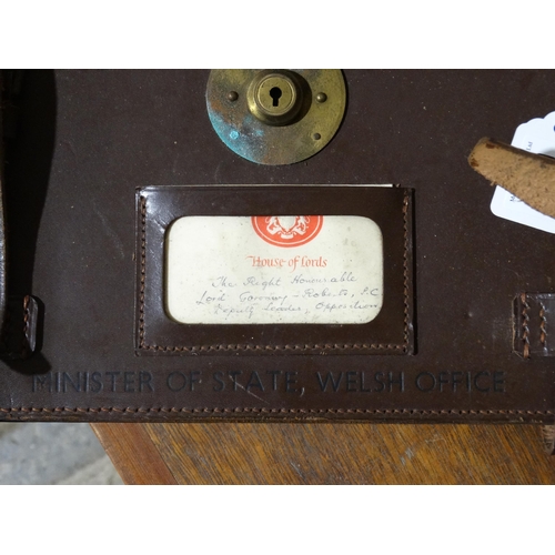 159 - A Minister Of State Welsh Office Stitched Leather Case With Elizabeth II Insignia, Formerly Owned By... 