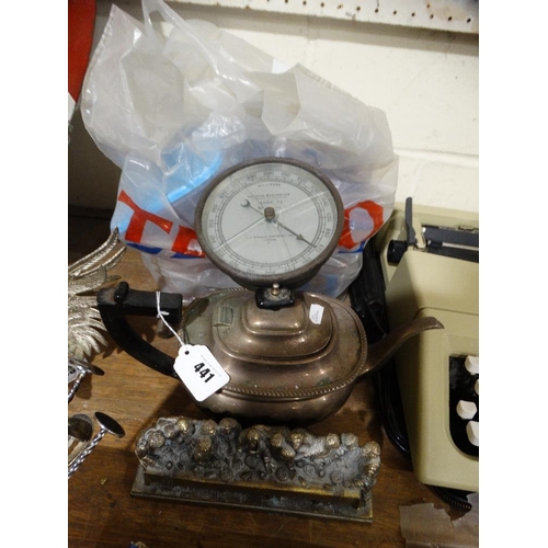 A Plated Teapot, Barometer Etc