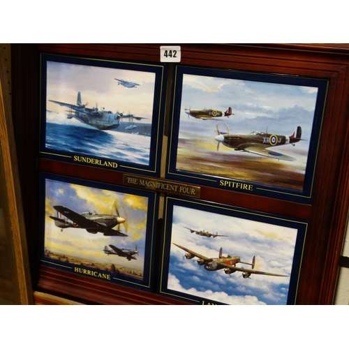 442 - A Single Framed Group Of Four Second World War Aviation Plaques