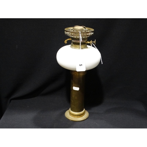 5 - A Brass Column Oil Lamp