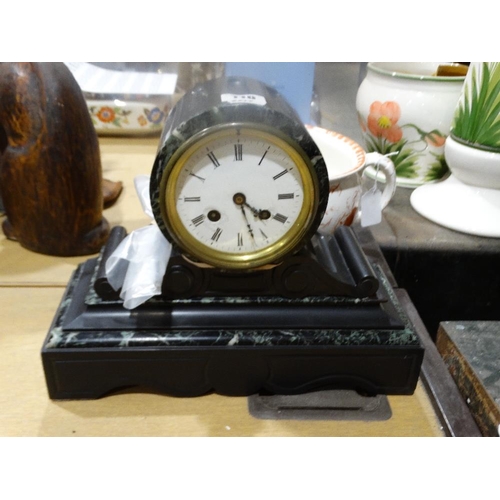 110 - A Victorian Black Marble Mantel Clock