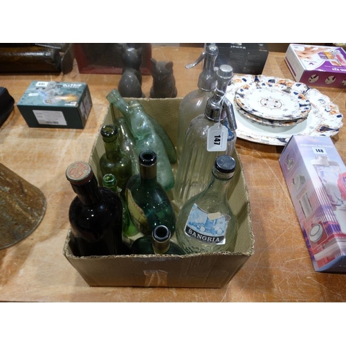147 - A Box Of Vintage Glass Bottles