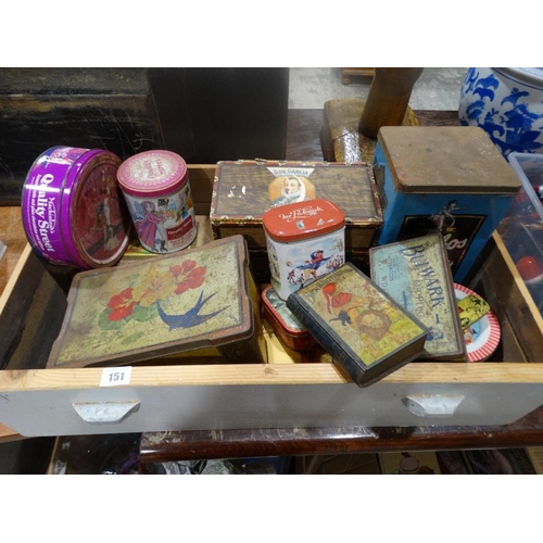 151 - A Collection Of Vintage Tins & Cigar Boxes