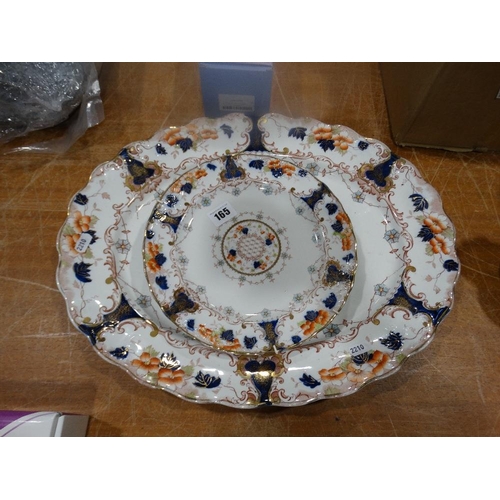 165 - A Floral Transfer Decorated Meat Plate & Two Circular Plates