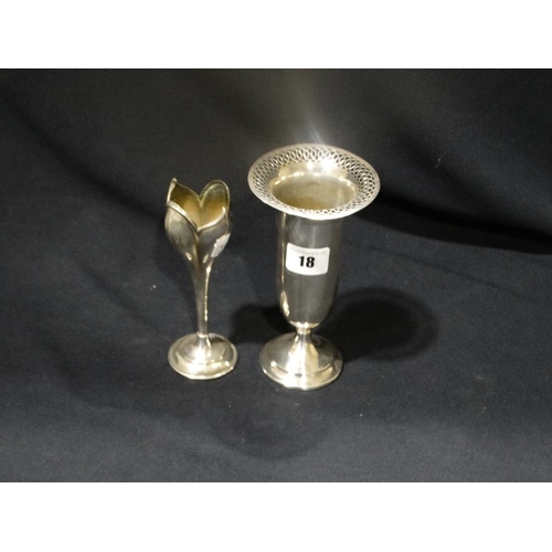 18 - A Silver Plated Flower Vase, Together With A Similar Tulip Vase