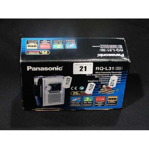 21 - A Boxed Panasonic Mini Cassette Recorder