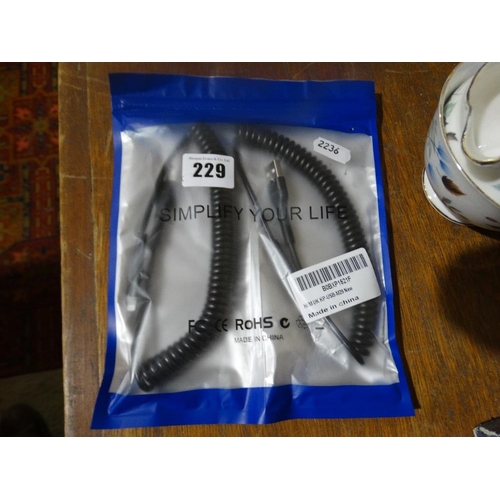 229 - A New & Packaged Pair Of USB Charging Cables