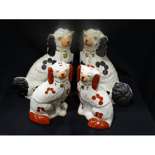 53 - Two Pairs Of Staffordshire Pottery Dogs