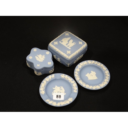 80 - Four Pieces Of Wedgwood Blue Jasperware