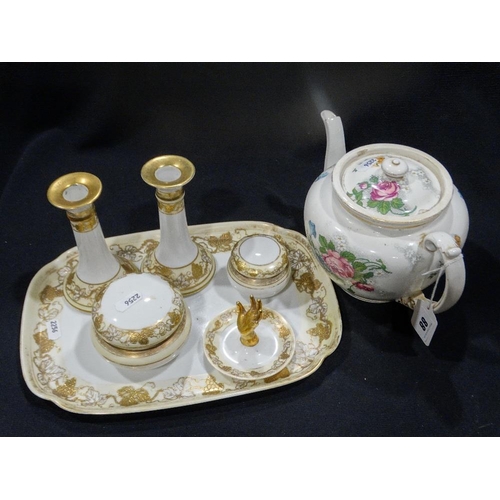88 - A Gilt Decorated China Dressing Table Set Etc