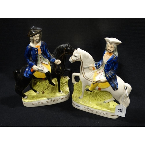 96 - A Pair Of Staffordshire Pottery Figures, 
