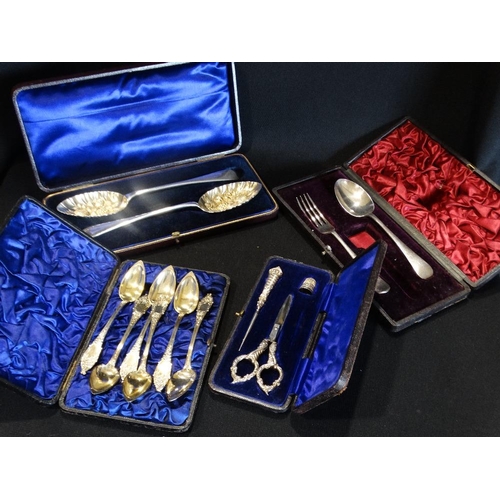 24 - Four Cased Sewing & Cutlery Sets (Some Incomplete)