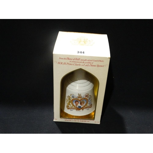 344 - A Boxed Wade Bells Whisky Royal Commemorative Decanter For The 1981 Royal Wedding