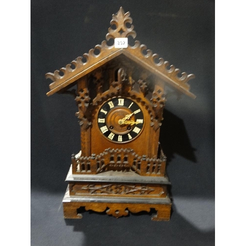 352 - An Early 20thc Black Forest Type Mantel Clock With Cuckoo Movement