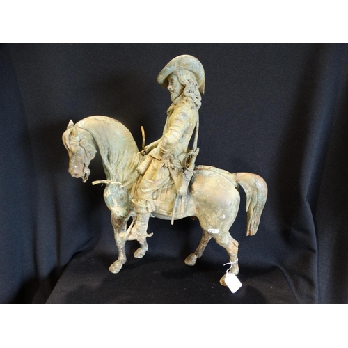 46 - A Very Large Cast Group (Possibly Bronze) Of A Cavalier On Horseback. Recovered From A Manchester Ca... 