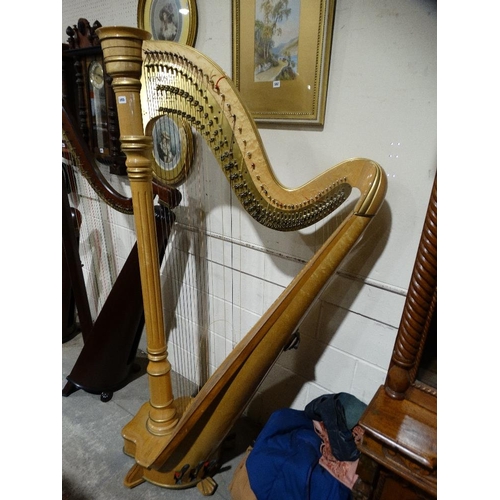 595 - A USA Venus Forty Six String Extended Sound Board Concert Harp & Cover, Model Encore, No 75, & Indiv... 