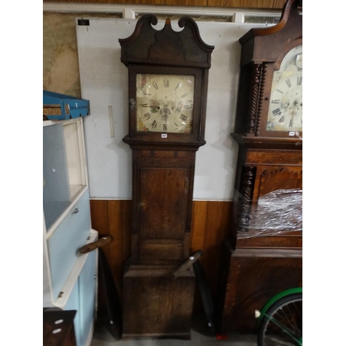 609 - An Antique Oak Encased Long Case Clock With Square Painted Dial, Eight Day Movement, John Wynstanley... 