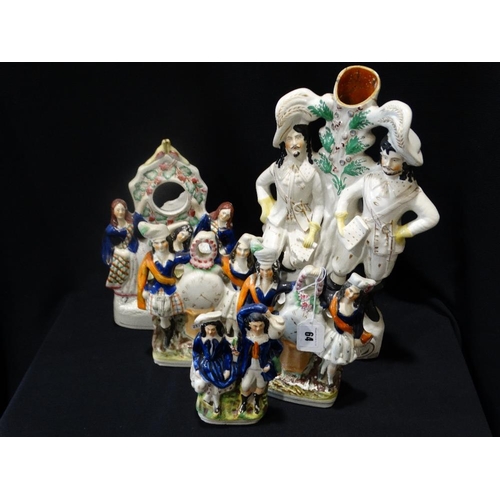 64 - A Group Of Staffordshire Pottery Figures To Include King Charles & Cromwell, (All Af) (5)